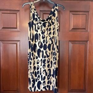 Diane von Fürstenberg draped neck, animal, print dress